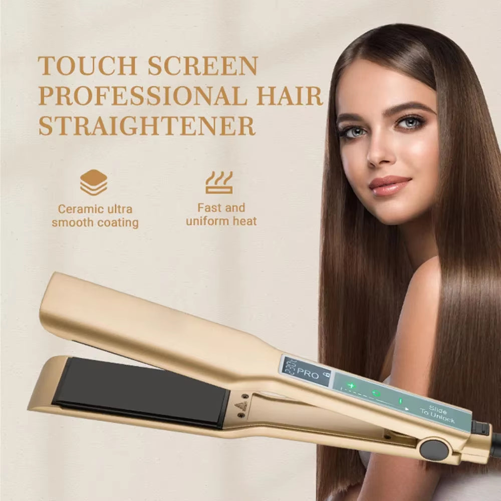 Professional Hair Straightener Touch Screen Flat Iron Hair Straightening Styling Tools MCH Wide Plate Keratin Hair Straightener