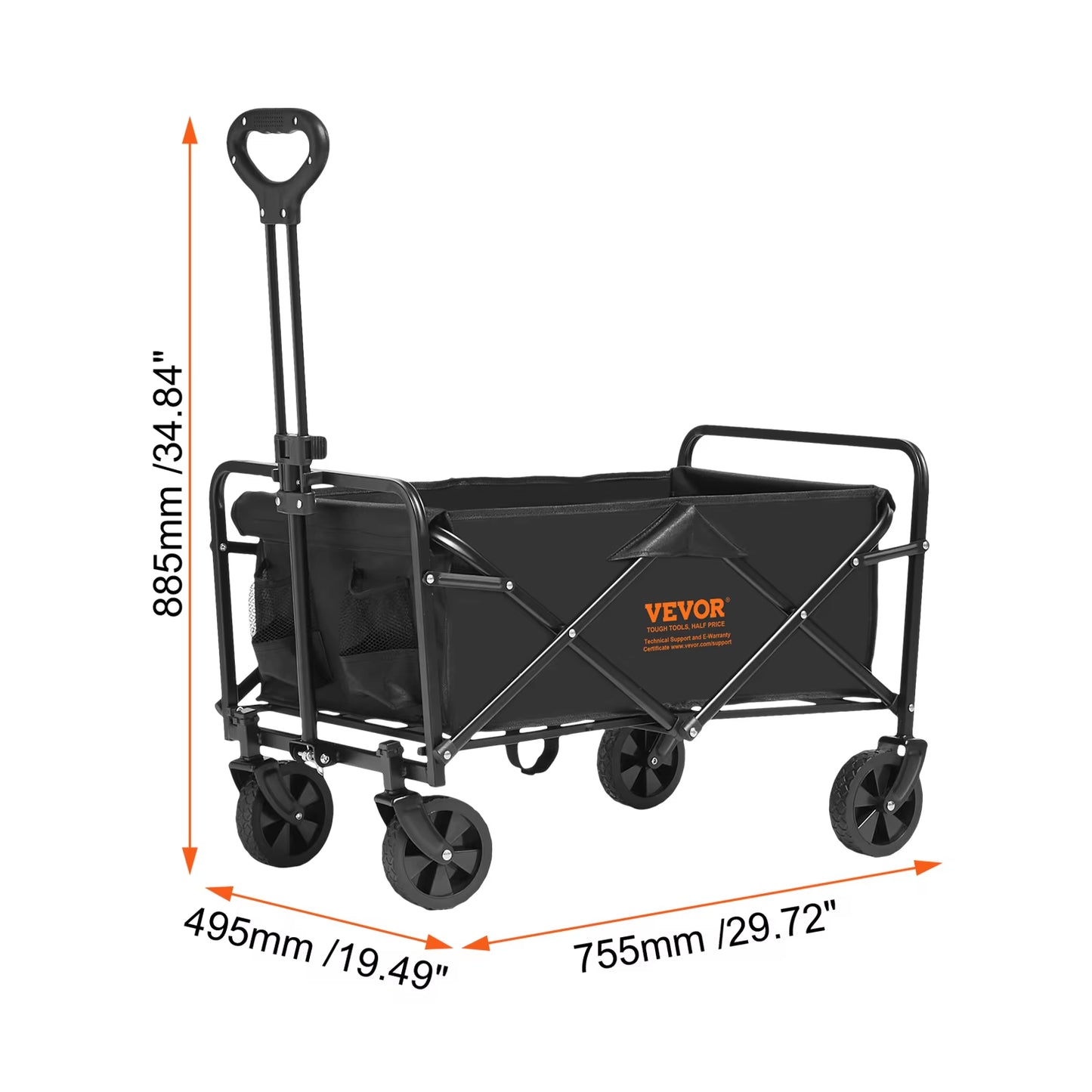Collapsible Folding Wagon Beach Wagon Cart with All-Terrain Wheels Drink Holders Sports Wagon for Camping Shopping Garden
