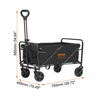 Collapsible Folding Wagon Beach Wagon Cart with All-Terrain Wheels Drink Holders Sports Wagon for Camping Shopping Garden