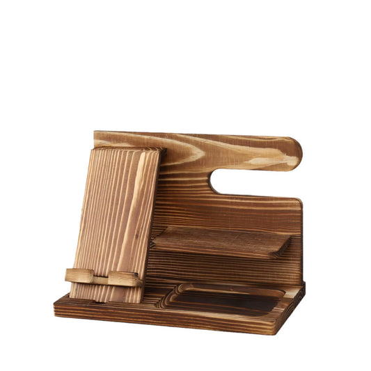 Bedside Organiser Wood Phone Docking Station Key Holder Wallet Stand Watch Organizer Father'S Gift Him Wooden Organiser