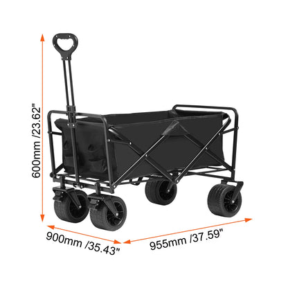 Collapsible Folding Wagon Beach Wagon Cart with All-Terrain Wheels Drink Holders Sports Wagon for Camping Shopping Garden